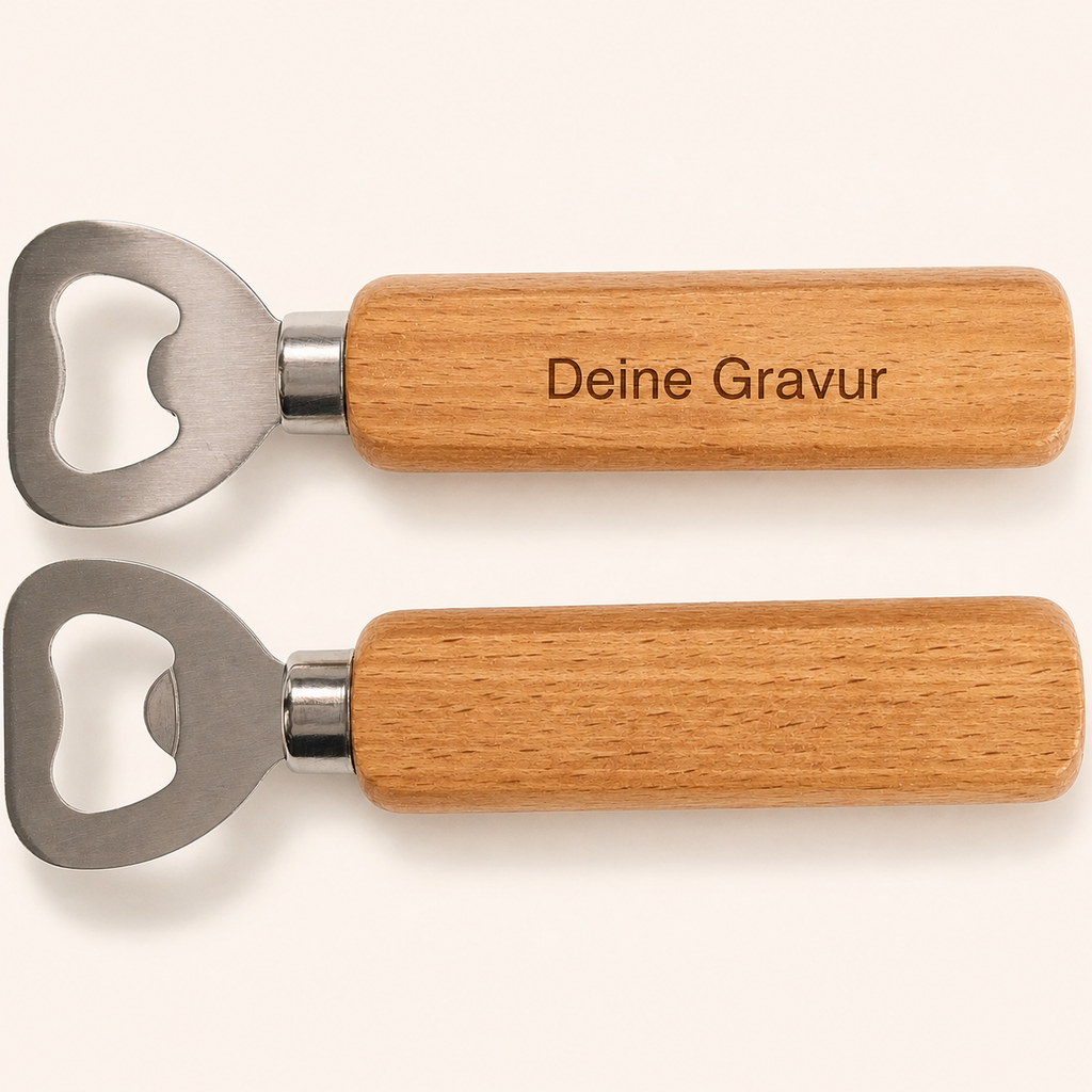Flaschenöffner aus Buche – personalisiert