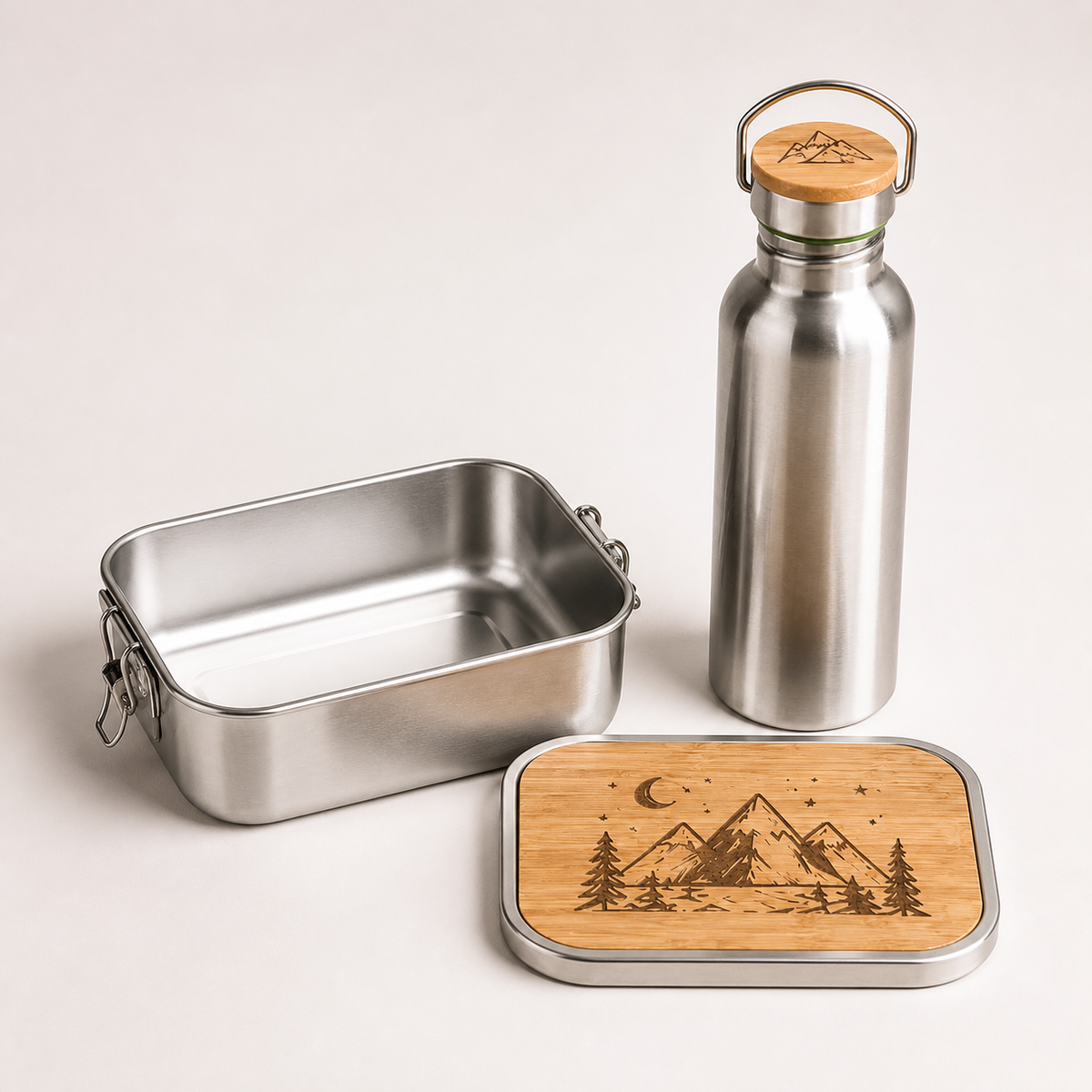 Entdecker – Jausenbox & Trinkflasche aus Edelstahl