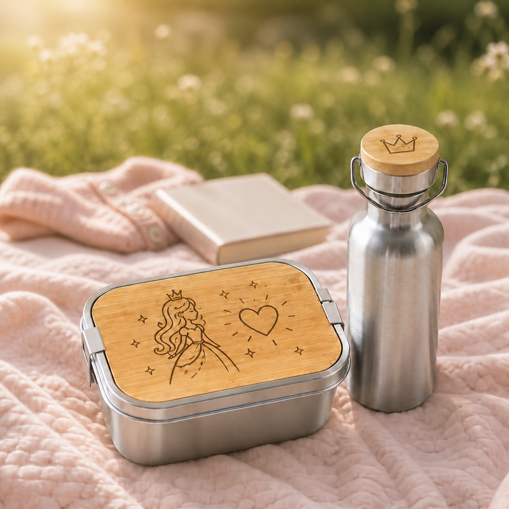 Einzigartige – Jausenbox & Trinkflasche aus Edelstahl